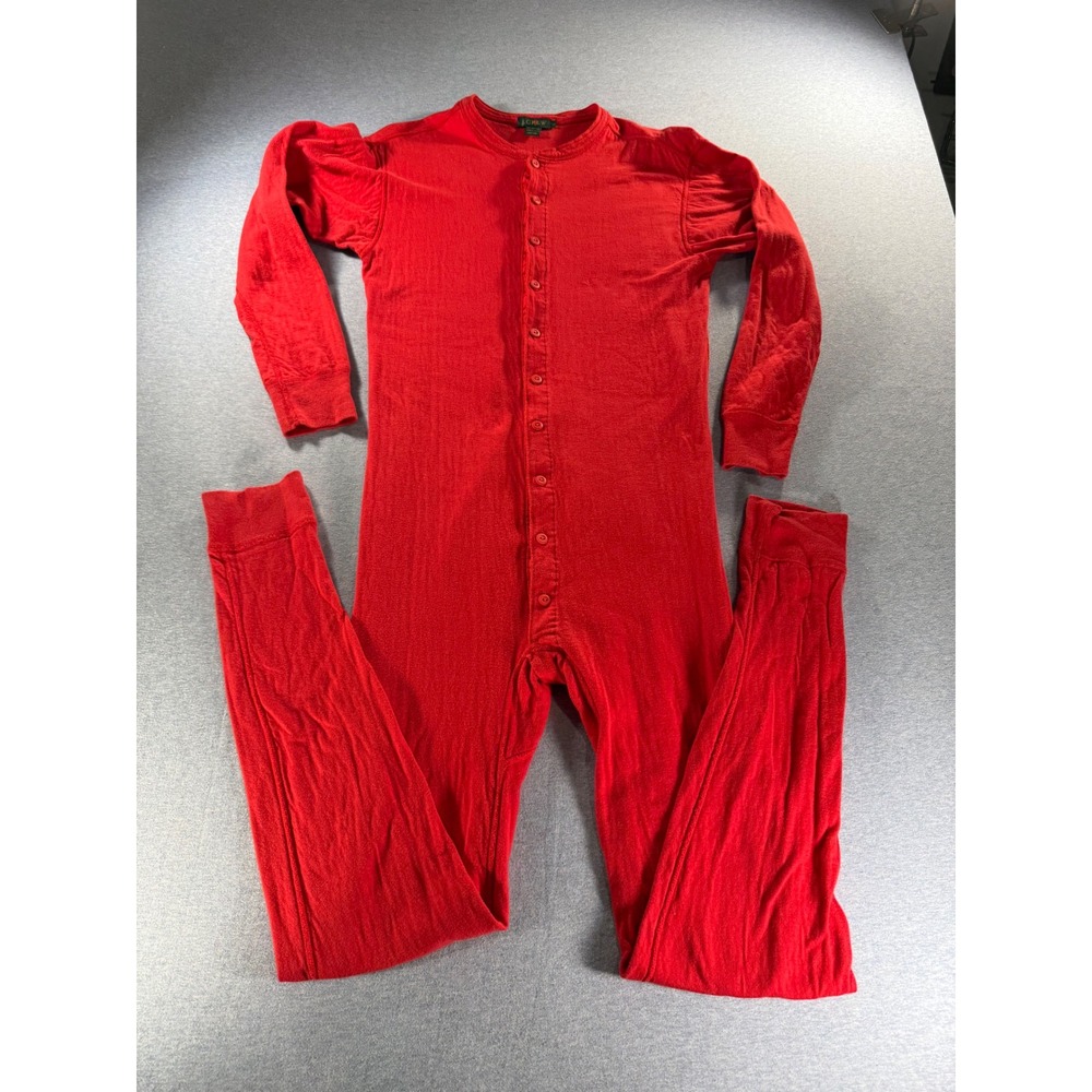 Vintage J.Crew Mens Red Thermal Union Suit Made in USA 100% Cotton Large 80s 90s